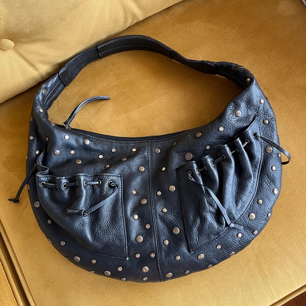 CHI by Carlos Falchi 100% genuine leather studded hobo bag